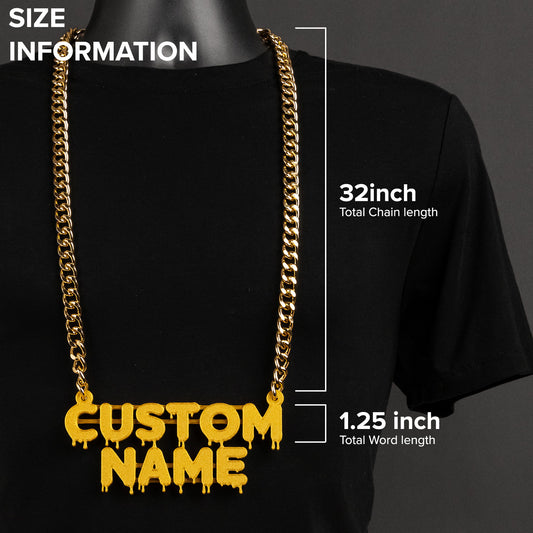Custom Name Bling & Chain Gold PLA Plastic Bling with Aluminum Plated Chain