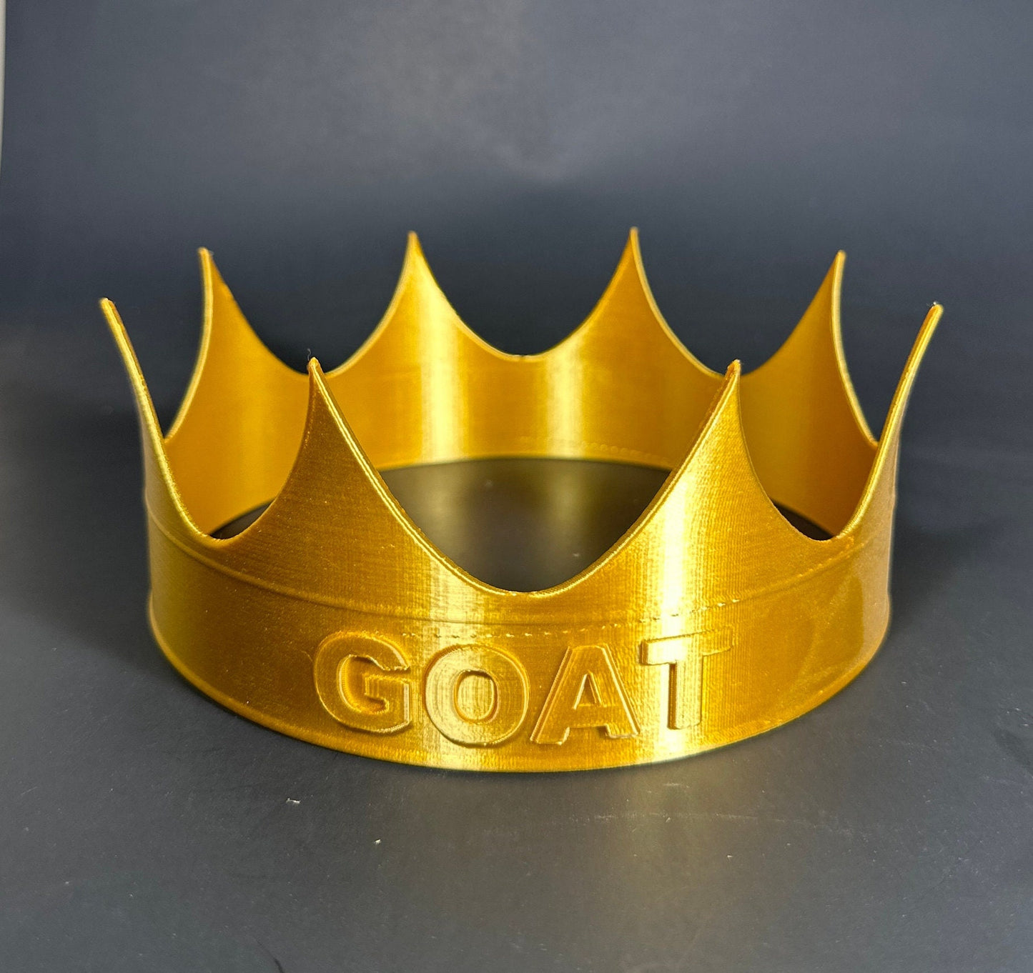 Gold Custom Crown with Text - 3D printed with biodegradable PLA
