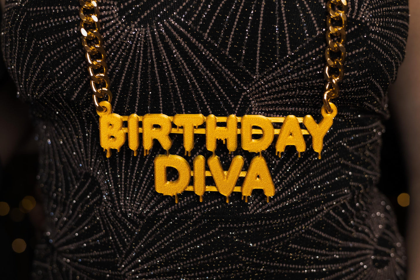 Custom Name Bling & Chain Gold PLA Plastic Bling with Aluminum Plated Chain