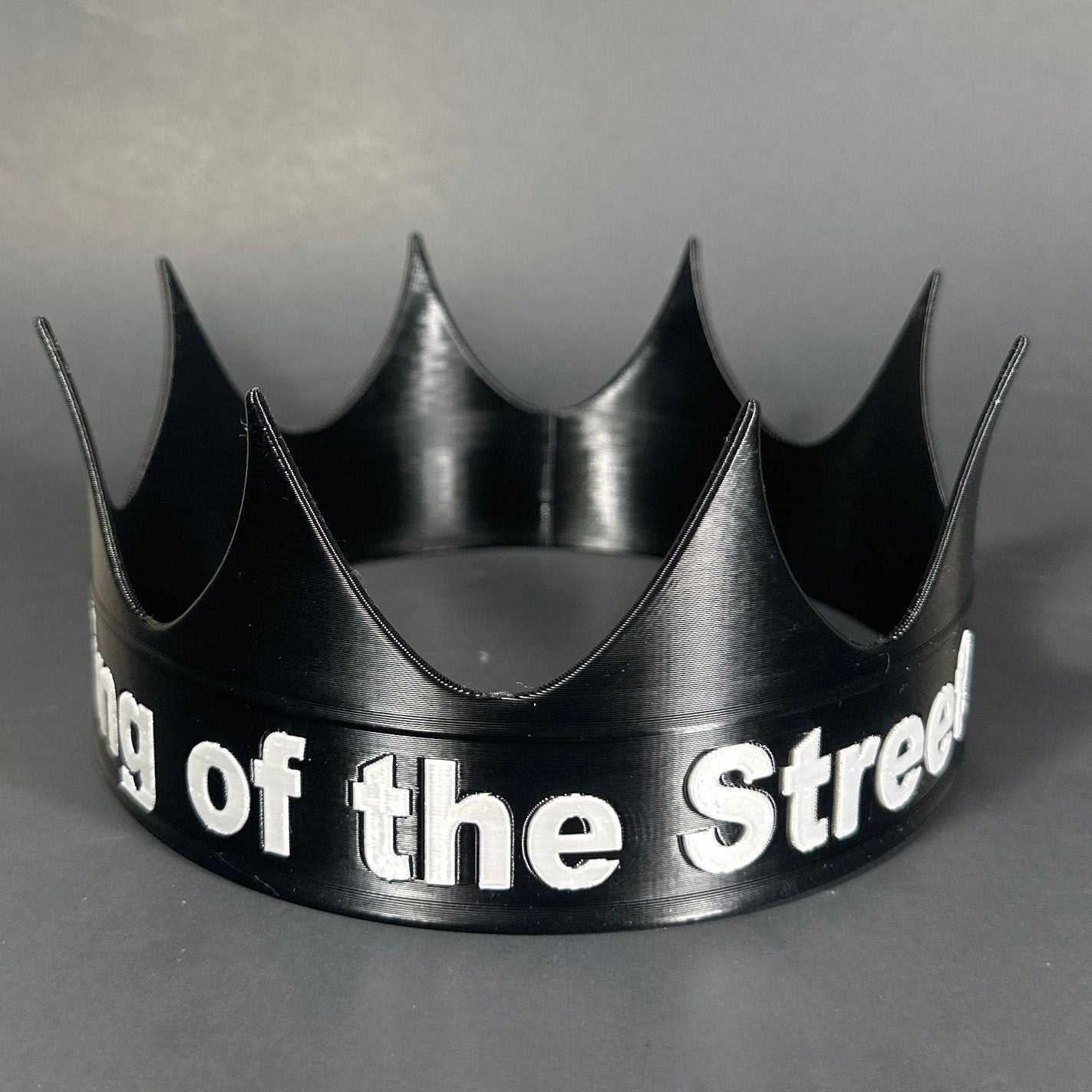 Black Custom Crown with Text - 3D printed with biodegradable PLA