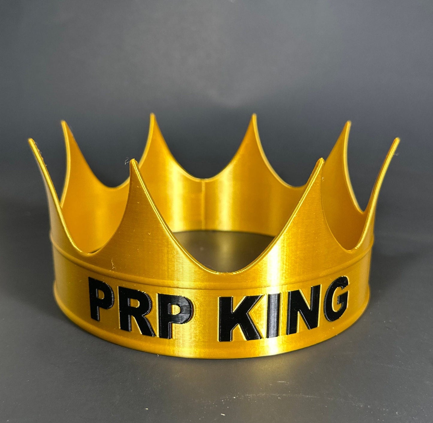 Gold Custom Crown with Text - 3D printed with biodegradable PLA