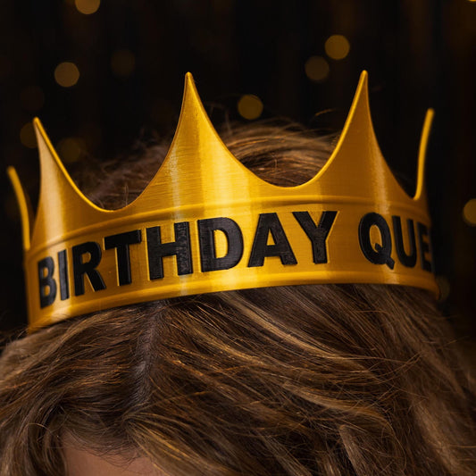 Gold Custom Crown with Text - 3D printed with biodegradable PLA