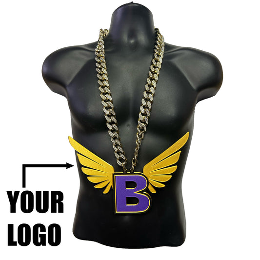 Custom Logo Turnover Sports Team Bling & Chain ( PLA plastic Bling and Aluminum Plated chain)