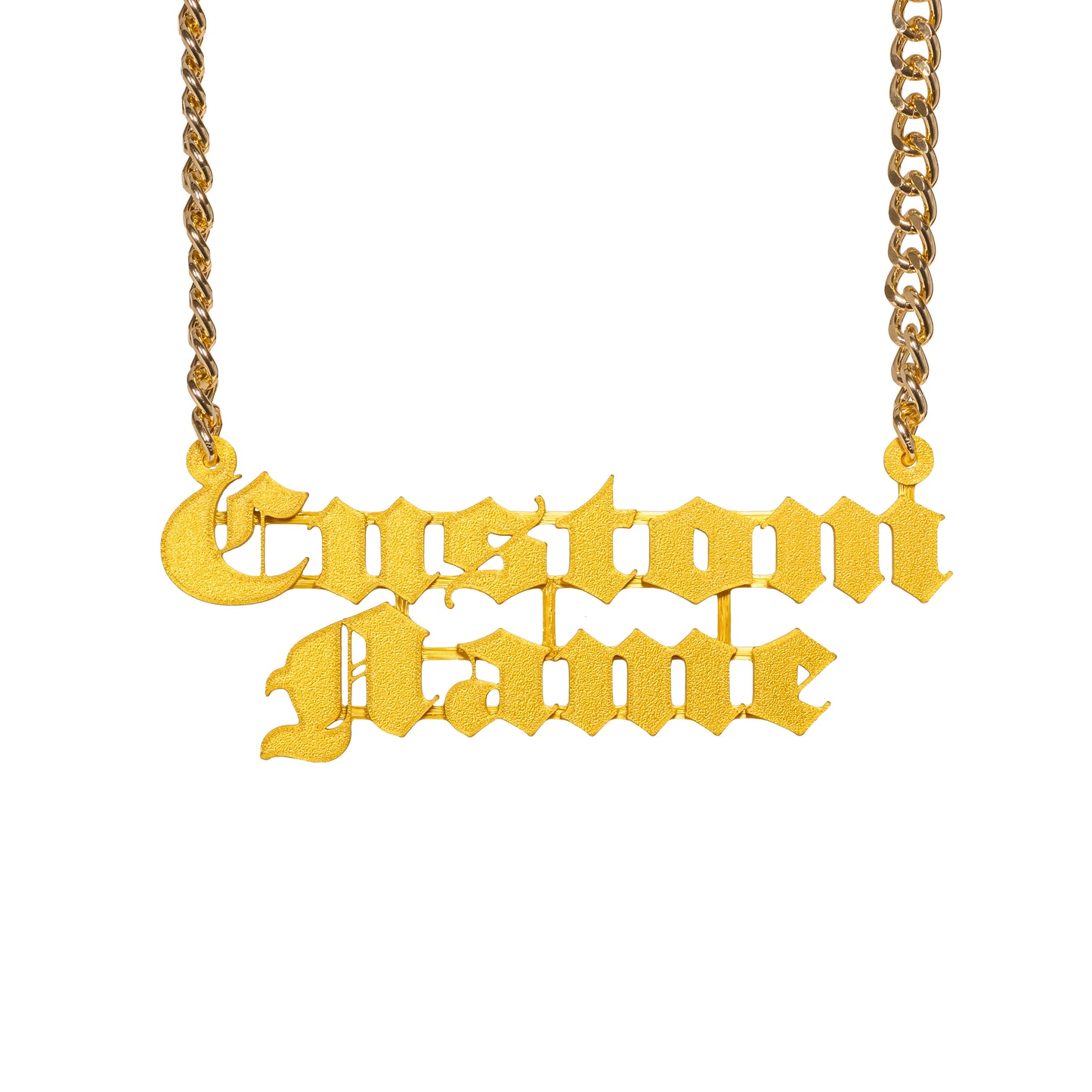 Custom Name Bling & Chain Gold PLA Plastic Bling with Aluminum Plated Chain
