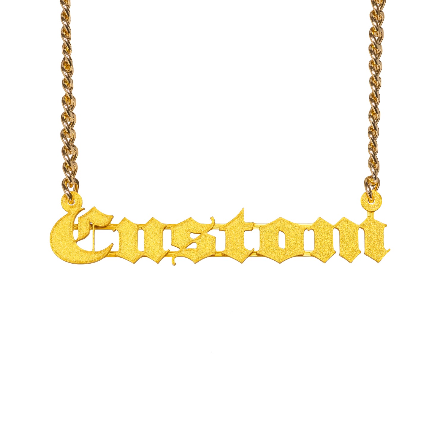 Custom Name Bling & Chain Gold PLA Plastic Bling with Aluminum Plated Chain