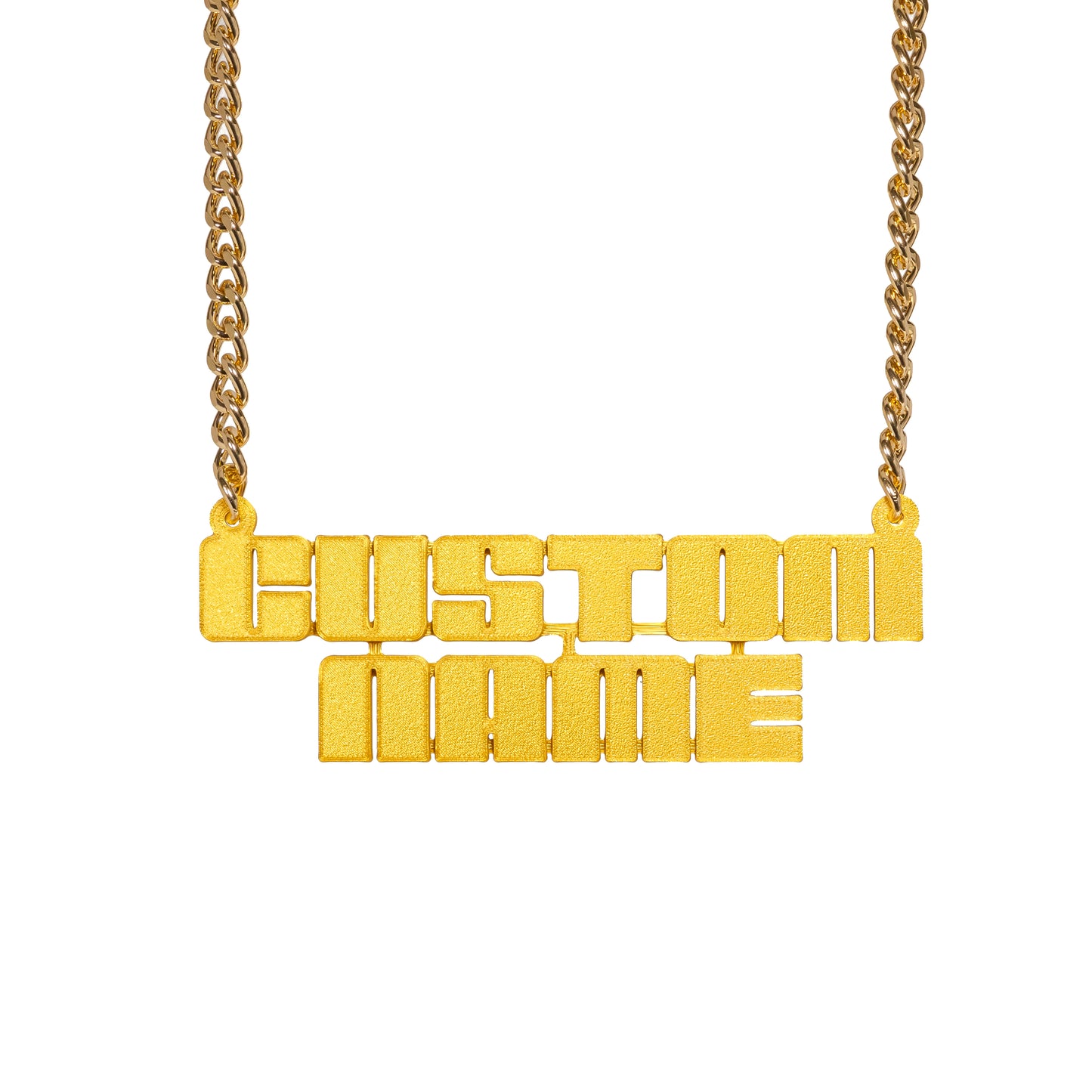 Custom Name Bling & Chain Gold PLA Plastic Bling with Aluminum Plated Chain