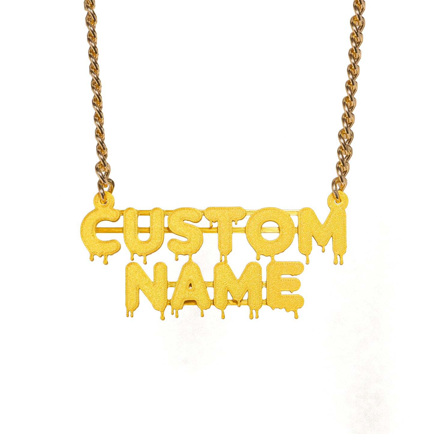 Custom Name Bling & Chain Gold PLA Plastic Bling with Aluminum Plated Chain