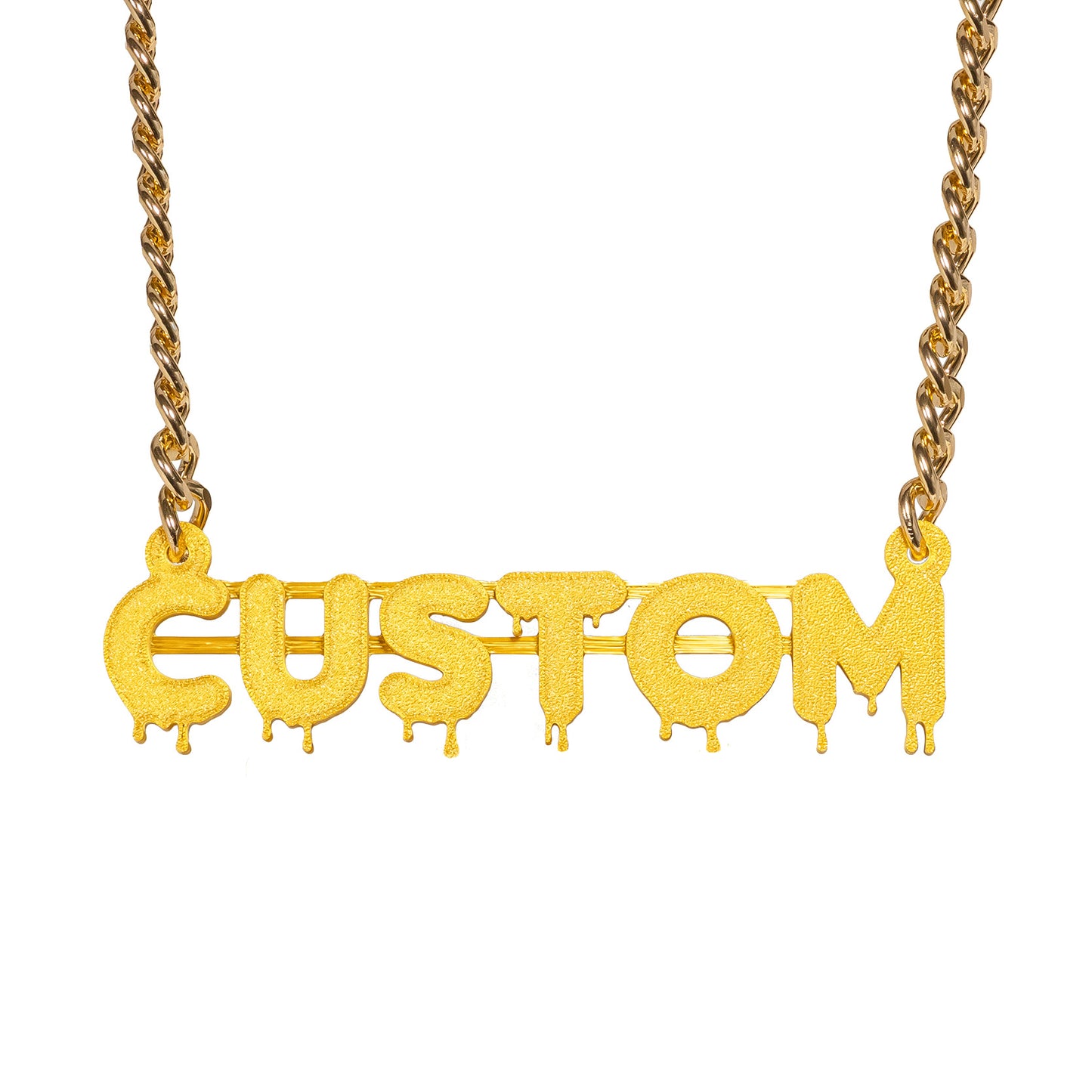 Custom Name Bling & Chain Gold PLA Plastic Bling with Aluminum Plated Chain