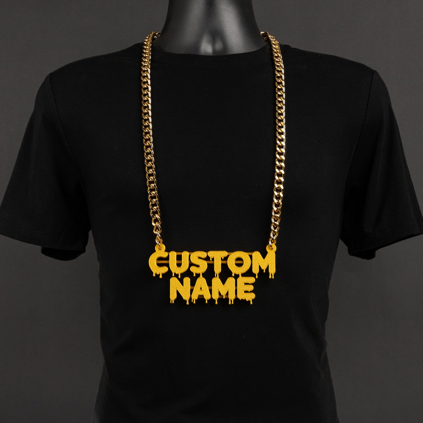Custom Name Bling & Chain Gold PLA Plastic Bling with Aluminum Plated Chain